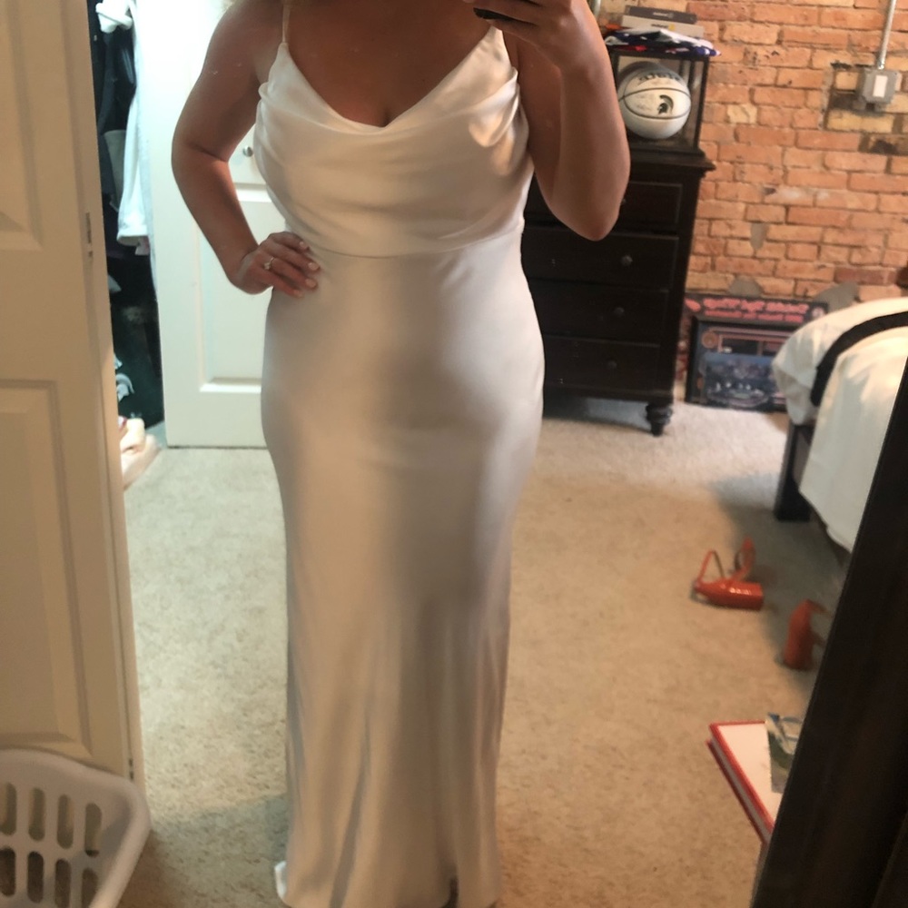 Revelry size 10 petite Skye Satin dress in White